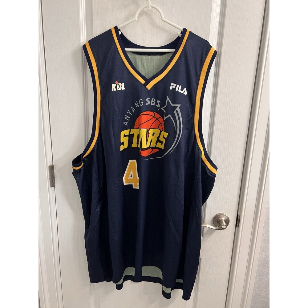 VTG Fila LG Stars #4 Junior Burrough Basketball Jersey • Size 3XL
